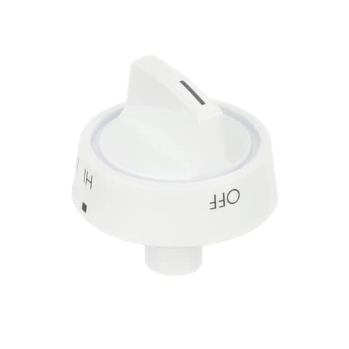 Top view of the white Electrolux 316009046 range burner control knob.
