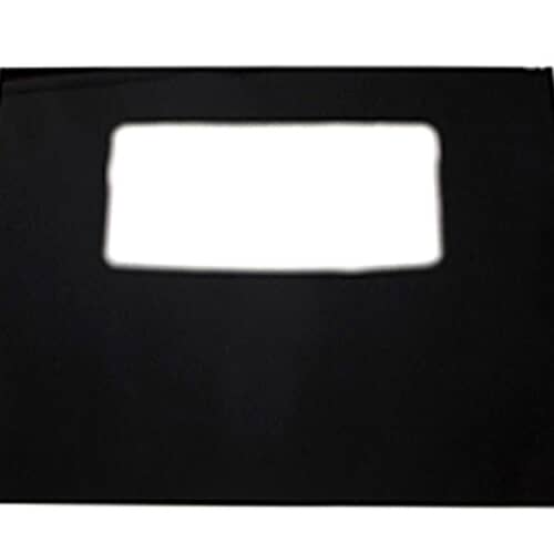 Front view of the black Electrolux 316406404 tempered outer oven door glass.