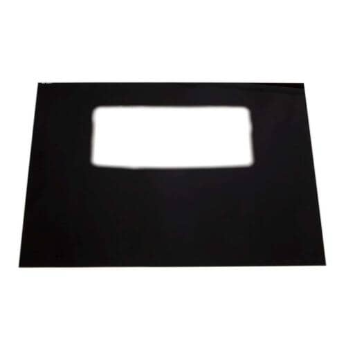 Black outer oven door glass panel 316406404 for Electrolux ranges, with rectangular window cutout.