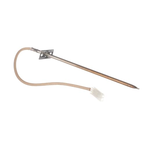 Temperature probe showing the metallic rod and connected wiring.