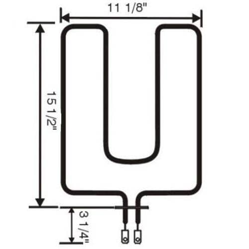 U-shaped Electrolux 5303051140 2950W oven broil heating element.