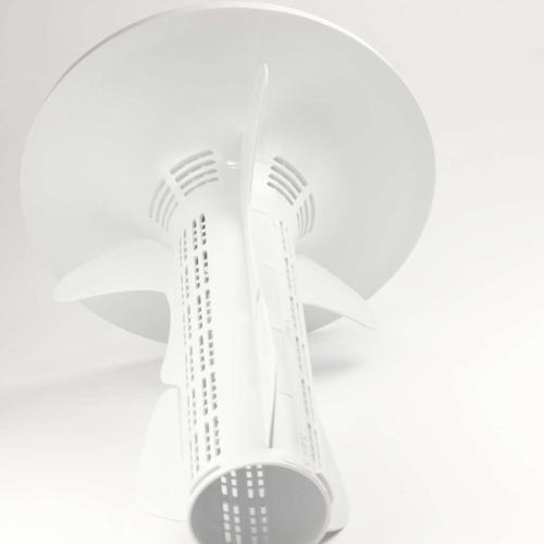 Side view of the white plastic Fisher & Paykel 425025P agitator assembly.