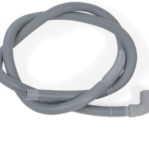 Corrugated gray drain hose 134889600 showing molded elbow end