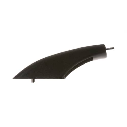 Genuine GE WB07X10034 range oven door handle end cap, black plastic replacement part.