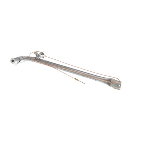 Front view of the gas oven burner and pilot light assembly WB16K10061.