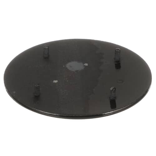 Top view of the GE WB29K10006 large black gas range burner cap.