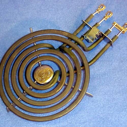 Top-down view of the WB30X342 6-inch electric coil burner unit, highlighting the coil and trim ring.