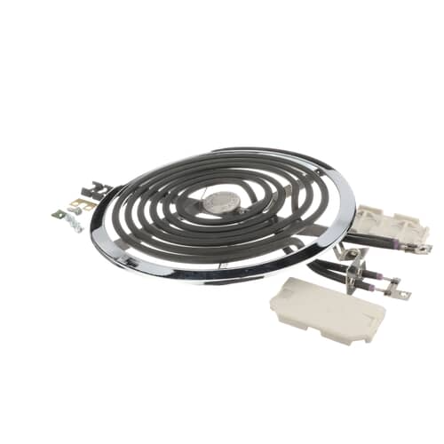 Top view of the heavy-duty GE WB30X354 8-inch electric coil burner unit.