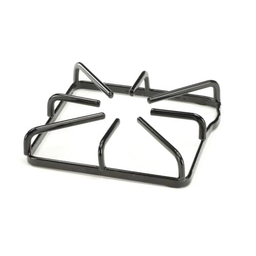 Overhead view of the square wire pattern on the GE WB31K10016 cooktop grate.