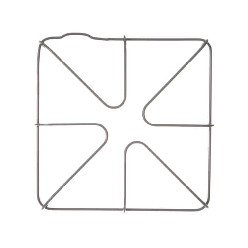 Angled view of the GE WB31K10027 gray wire gas range burner grate.