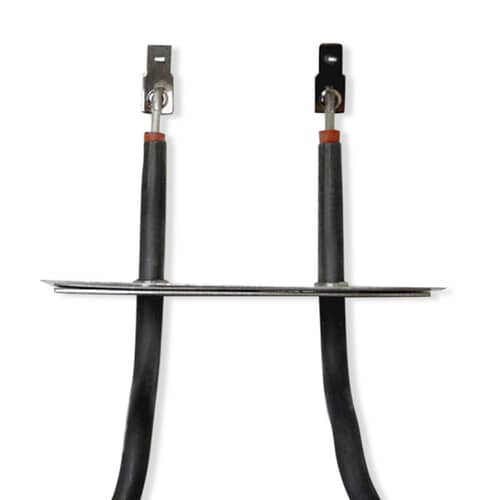 Detail of the metal spade push-in terminal connections on the GE WB44T10018 bake element.