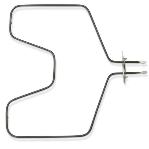 Angled view of the WB44X10009 bake element showing the coil shape and mounting plate.