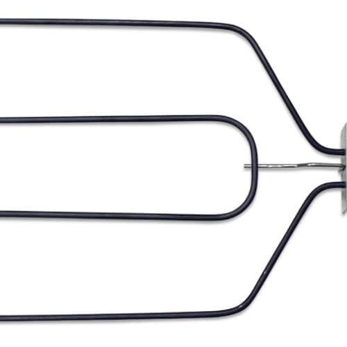 Detail of the two-loop heating coils on the OEM replacement GE WB44X134 broil unit.