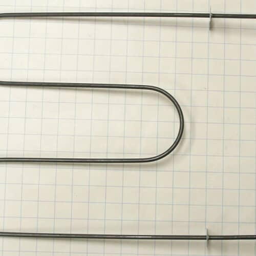 Top-down view of the WB44X232 broil element showing the wide serpentine coil shape.