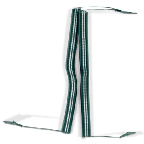 A tightly cropped view of the two parallel heating coils standing upright, showing the ends with electrical terminals.