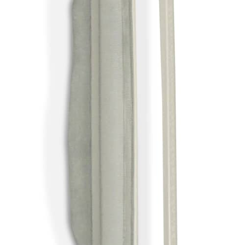 A close-up view of the side/edge of the white plastic frame of the lint filter assembly against a white background.