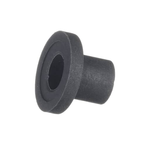 A black plastic drum support sleeve with a wide flange and a cylindrical shaft section, shown at an angle on a white background.