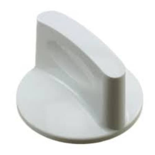 Top view of the white GE WH01X10314 washer control knob showing cycle markings.