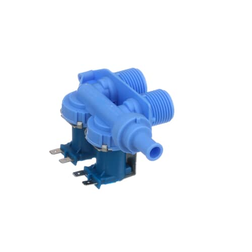 Close-up of the inlet connections (threaded nipples) on the top of the water valve.