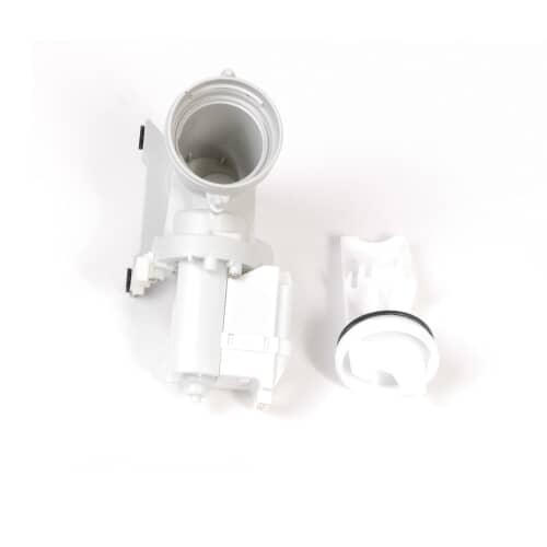 Angled view of the GE WH23X10028 Drain Pump motor and housing