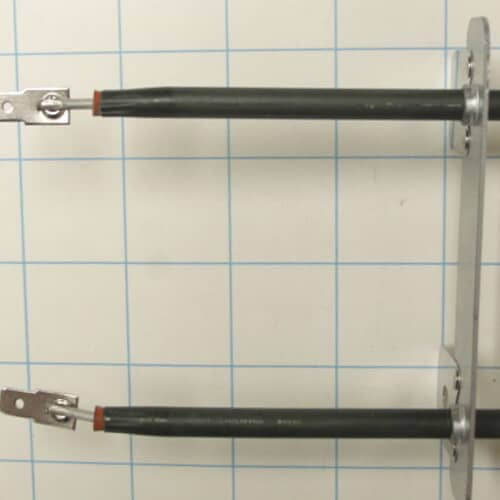 Full view of the WB44K5012 electric oven bake element, showing its 'A' or 'rabbit-ears' shape.