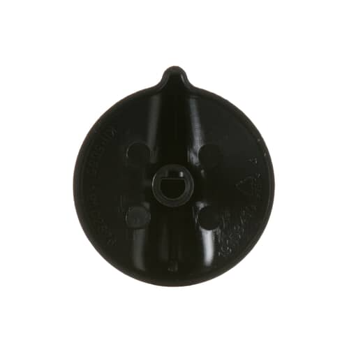Rear view of the GE WB03T10197 knob, showing the D-shaped mounting hole for the gas valve shaft.