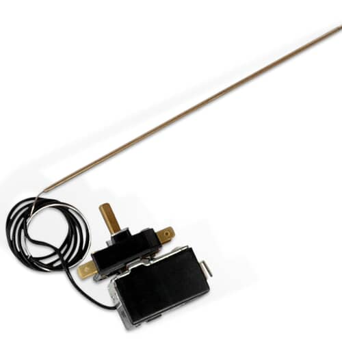 Front view of the GE WB20K10026 Electric Thermostat, showing the temperature control mechanism and probe.