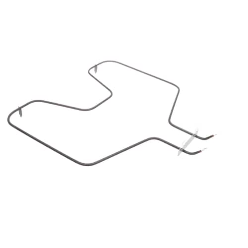 Side view of the GE WB44T10010 Range Bake Element with clear visibility of the mounting brackets and wiring terminals.