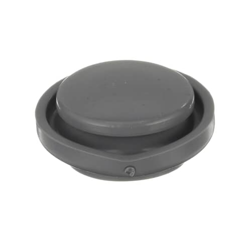 Side view of GE WH01X10088 washer button switch showing grey housing and electrical connectors.