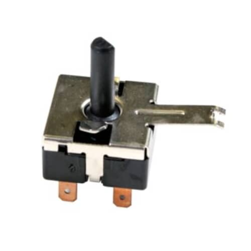 GE WH12X10498 rotary switch replacement part for GE washers, featuring metal lever and electrical terminals.
