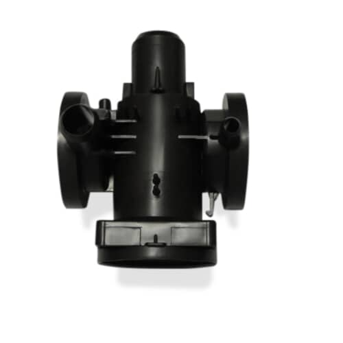 Bottom view of the LG 3108ER1001B black pump housing on a grid background