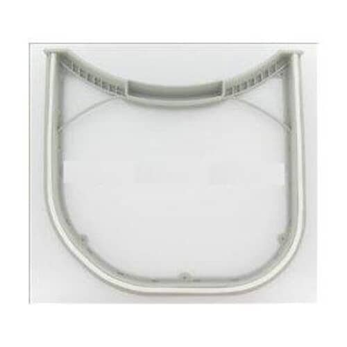 The white plastic frame of the lint filter assembly shown against a white background, featuring the curved shape.
