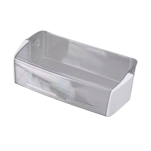 LG AAP73871501 Refrigerator Door Shelf Bin with clear plastic body and white ends