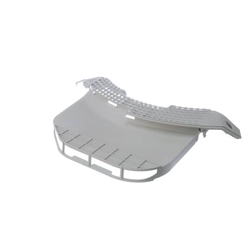 A perspective view of the lint filter housing assembly, highlighting its overall shape and structural supports.