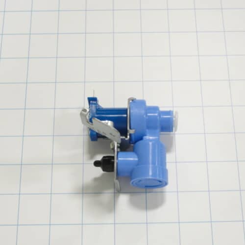 Side view of LG MJX41178908 refrigerator primary water valve with metal mounting bracket.