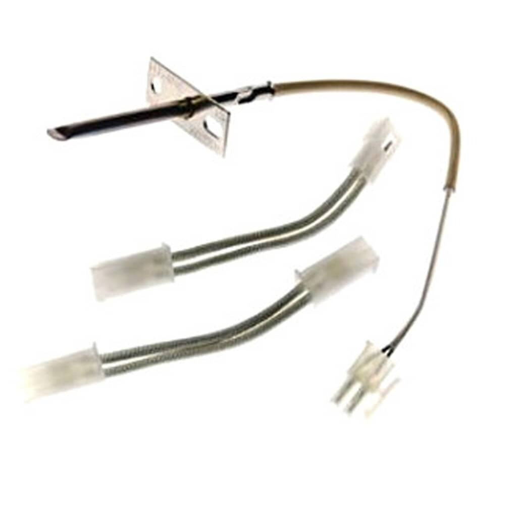 A metallic oven temperature sensor probe with a thin wire and a multi-pin plastic harness connector.