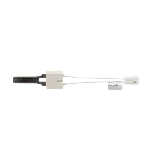 The dryer igniter shown horizontally against a white background, detailing the two-pronged connector block.
