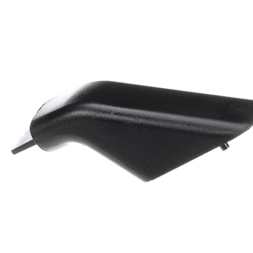 A textured black appliance handle end cap viewed from the side, showing a single mounting post.