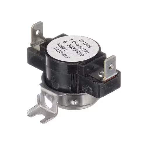 Dryer high-limit thermostat WP303395 installed in Whirlpool/Maytag dryer