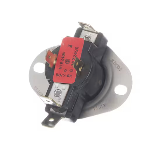 Dryer thermostat WP307249 installed inside Whirlpool dryer housing