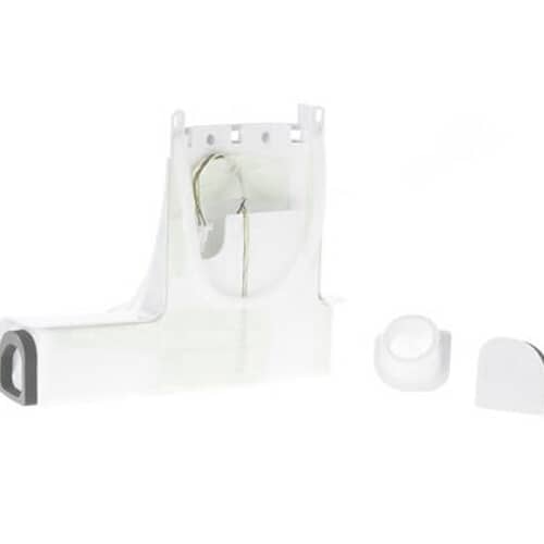 Angled view of the GE WR49X10091 Freezer Inlet Cover showing the air channels and components.