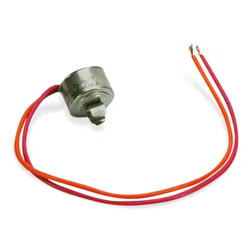 Replacement WR50X122 thermostat installed on refrigerator evaporator coil
