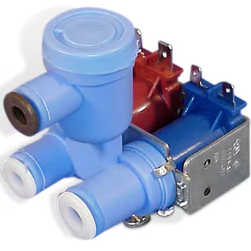 Installation view of WR57X10024 water inlet valve in refrigerator back panel