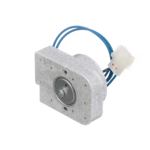 Evaporator fan motor kit WR60X10300 installed in refrigerator evaporator compartment