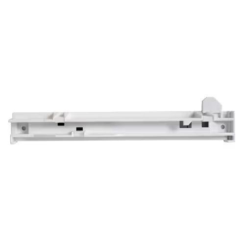 Close-up of GE WR72X241 OEM drawer slide rail mounting tabs