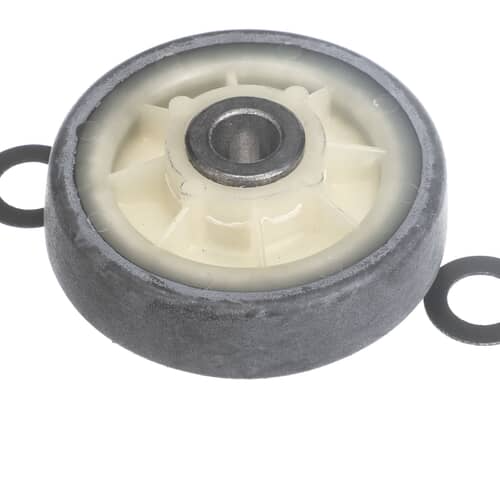 The Whirlpool 12001541 drum roller assembly centered on a white grid background.