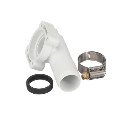 White plastic siphon break assembly, O-ring, and metal hose clamp