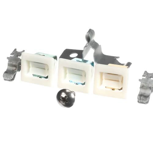 White plastic door catch component from the Whirlpool 279570 latch kit.