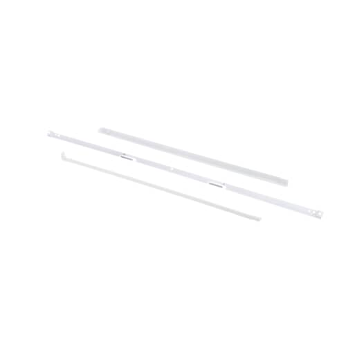 White plastic side and bottom trim pieces included in the Whirlpool 8184859 door trim kit.