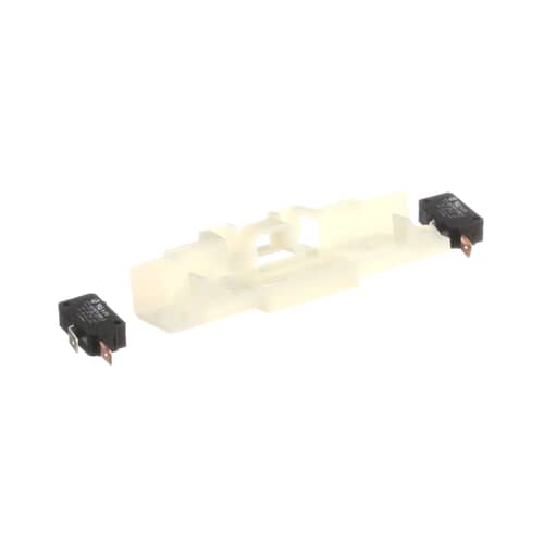 Angled view of the 99002254 door latch holder assembly with electrical switches